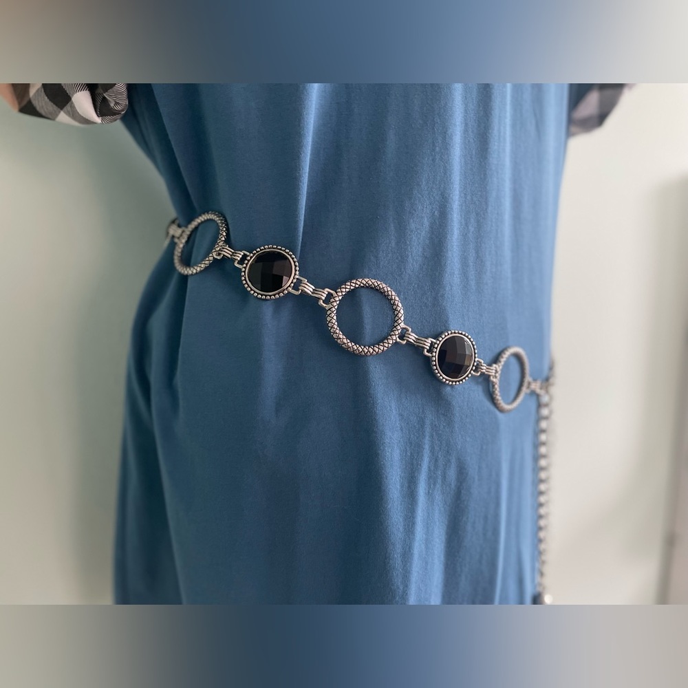 Silver and black Festival chain / festival belt - Picture 13 of 13